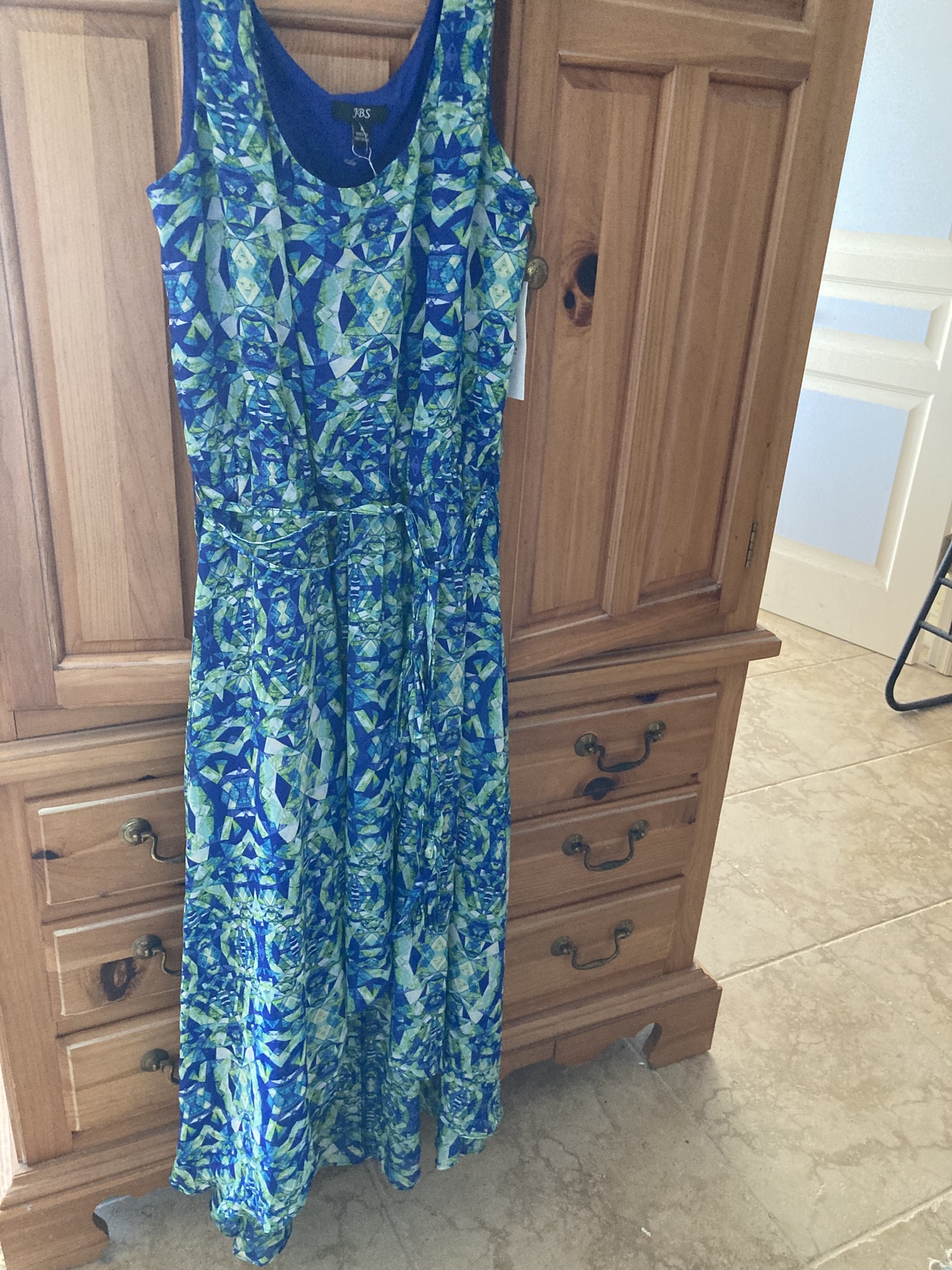 woman's blue and green dress size 8 by jbs gradual hemline (longer in ...