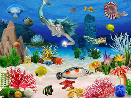 Mermaid Ariel Fish sea marine animals Self Adhesive Wall Decal children&#39;... - $48.00+