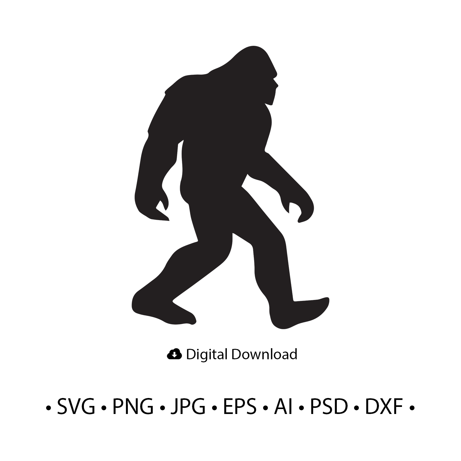 Bigfoot Big Foot Yeti Sasquatch Svg Png Ai Eps Dxf Digital File Digital Art