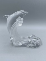 Lenox Crystal Dolphin on Frosted Wave w/ Votive Tea Light Holder - $33.87