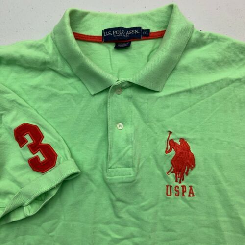 US Polo Assn Polo Shirt Mens 2XL Green Short Sleeve USPA Logo Embroidered Casual - Polos