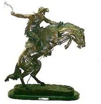 American Handmade Bronze Sculpture Statue Bronco Buster By Frederic Remington Me - $341.78