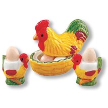 DOLLHOUSE Rooster Egg Keeper Set 1.492/5 Reutter Porcelain Miniature - $14.20