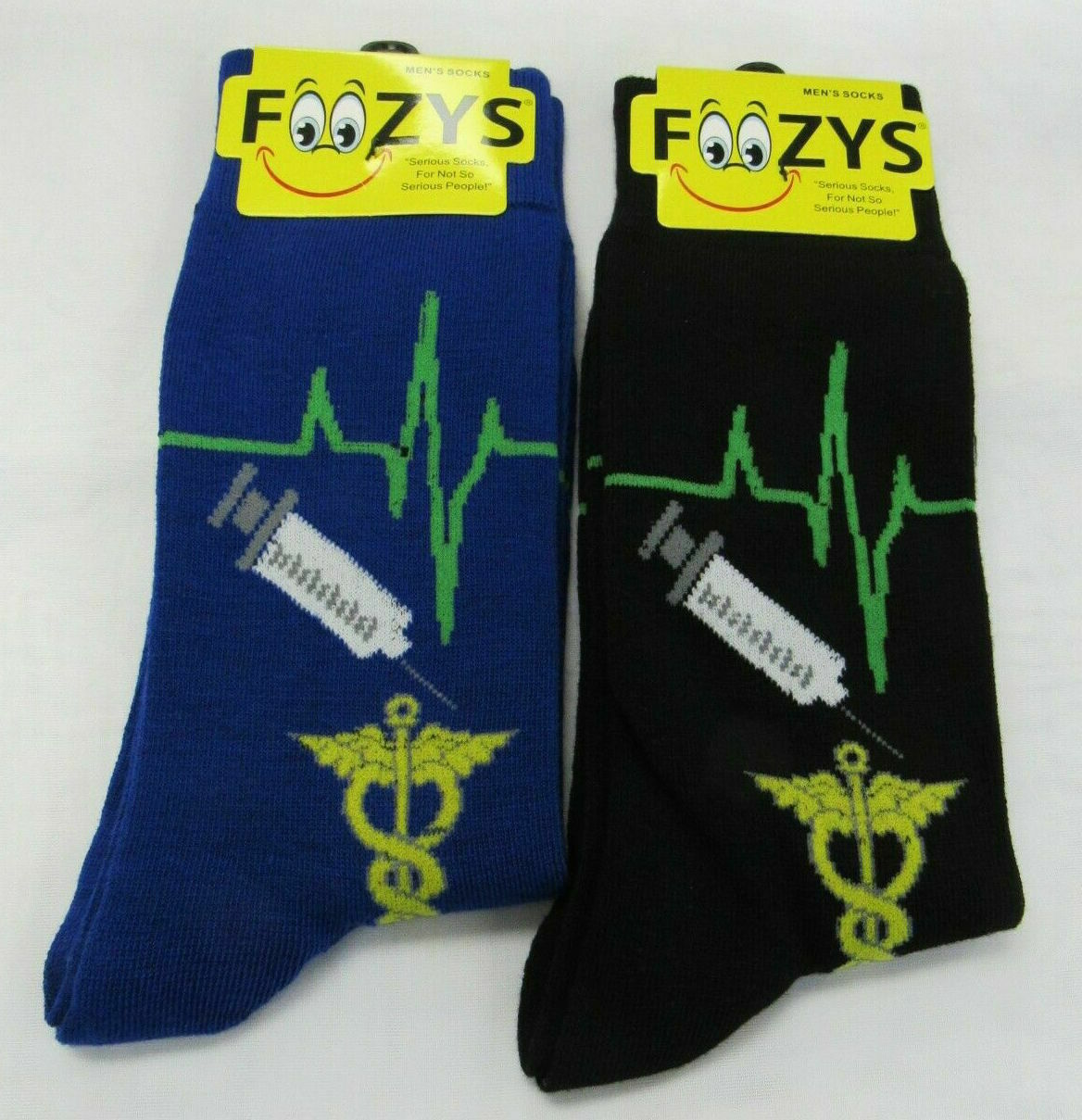 Doctor MD DO Nurse EMT Stethoscope Medicine Hospital 2 Pairs Foozys Men's Socks
