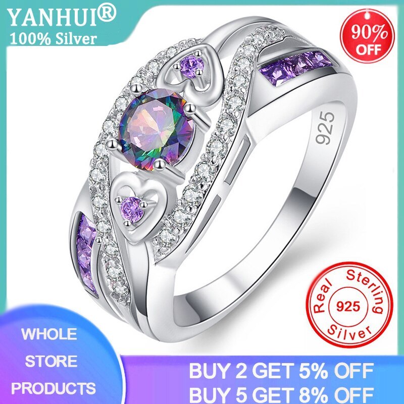 YANHUI  Fashion Women Wedding Jewelry Oval Heart Design Multicolor&Purple White