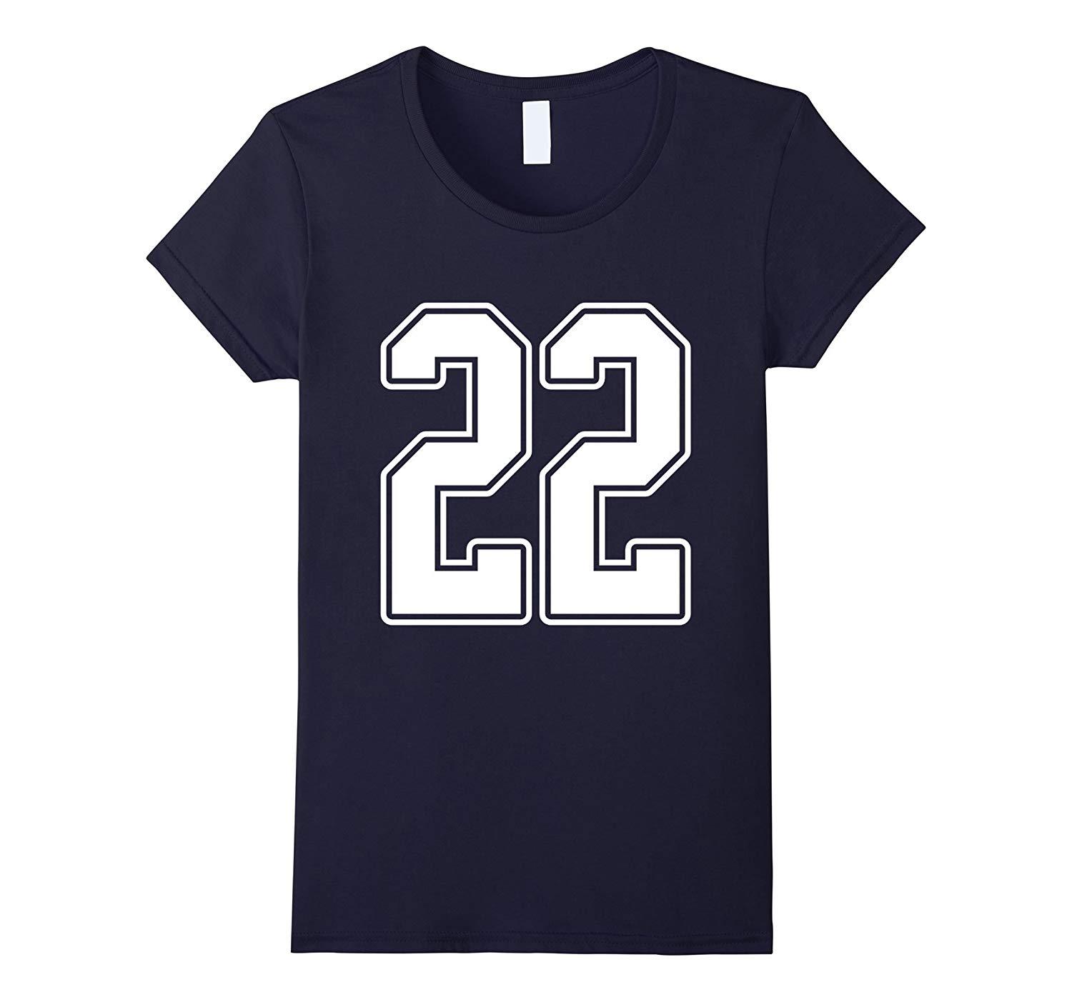 New Tee - #22 White Outline Number 22 Sports Fan Jersey Style T-Tee ...
