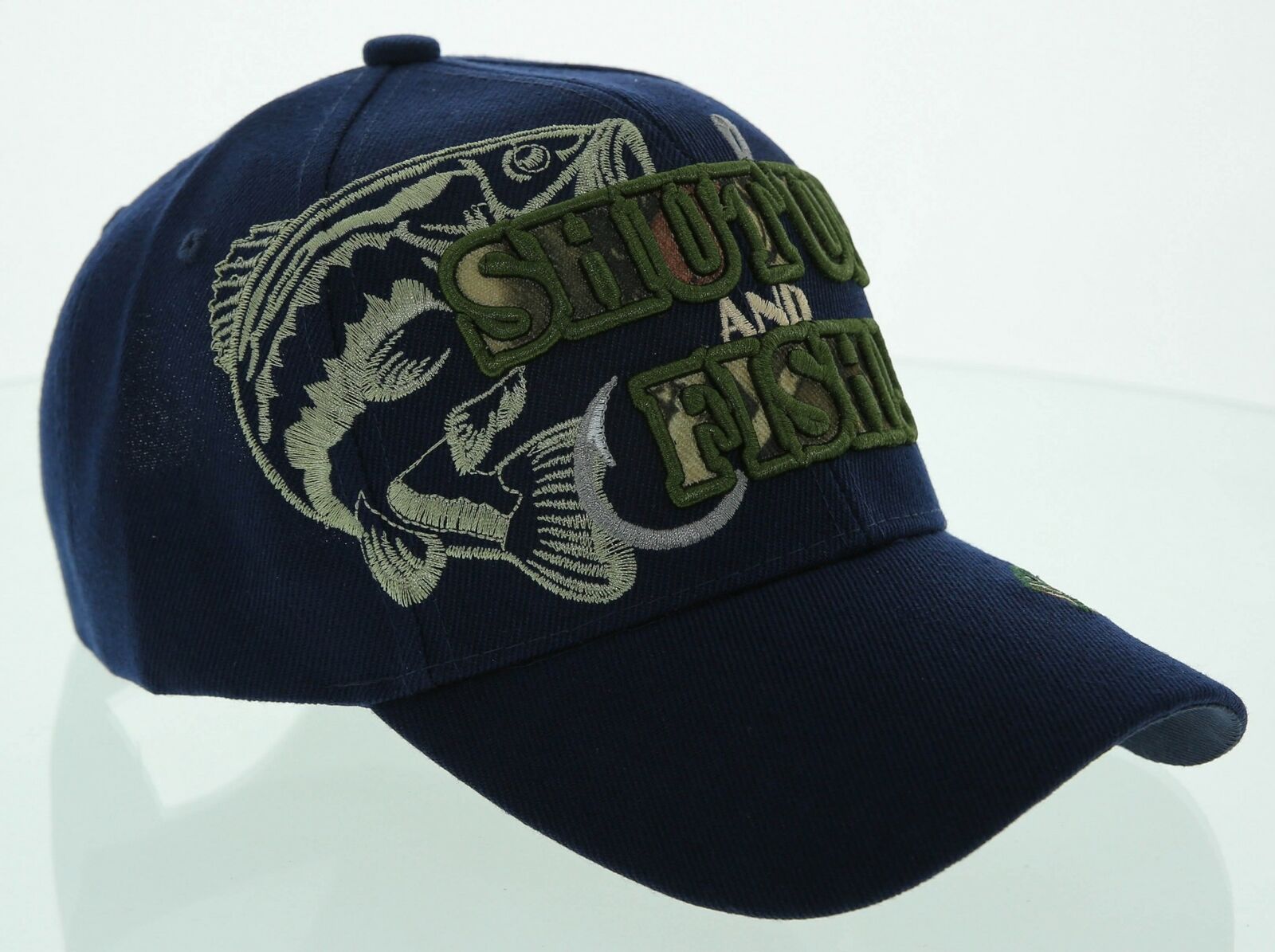 NEW! BASS SHUT UP AND FISH FISHING CAP HAT N1 NAVY Men's Hats