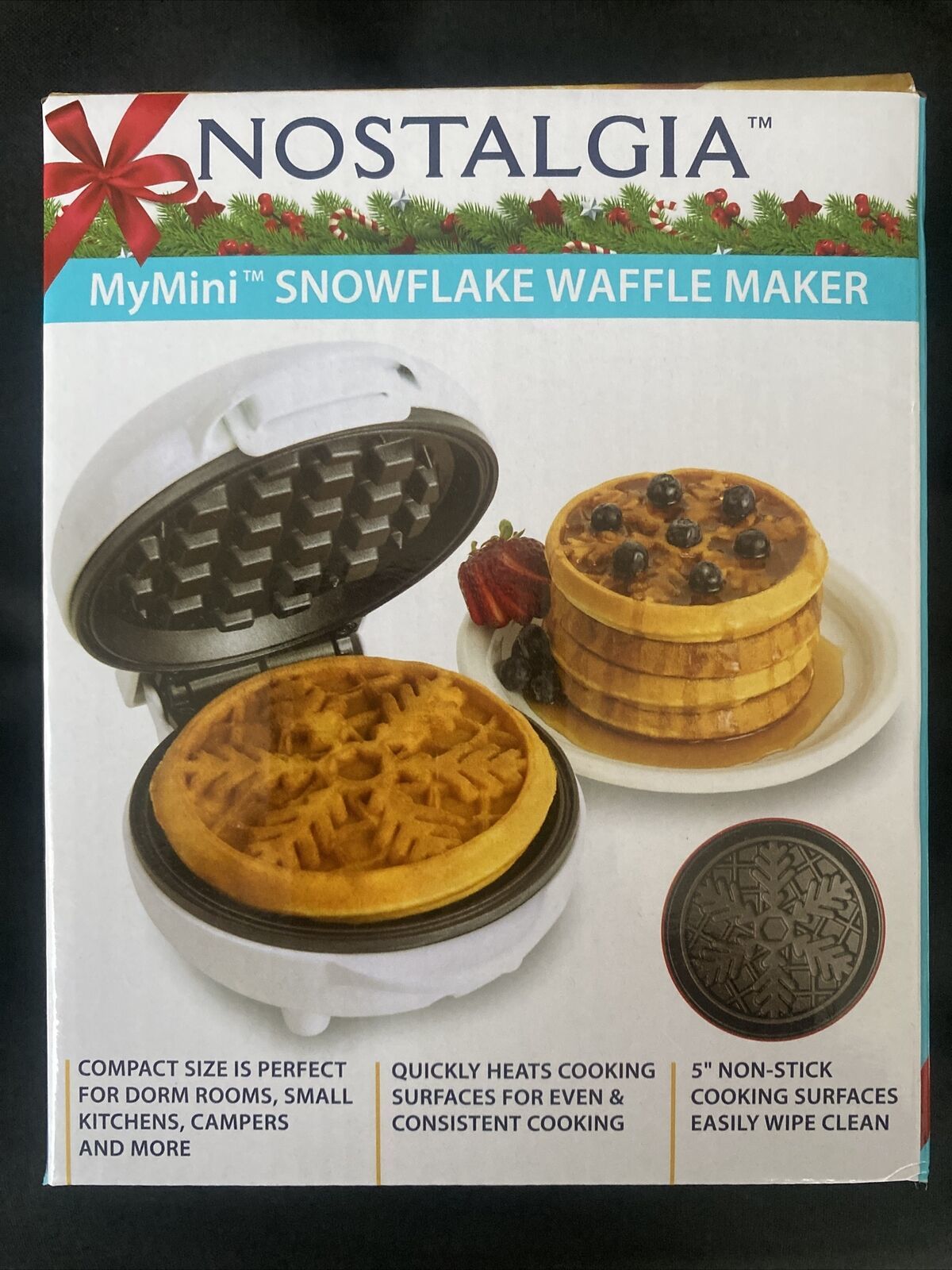 nostalgia mymini snowflake waffle maker (BRAND NEW)