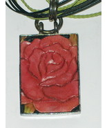 Sterling Silver Wooden Rose Necklace 925 PB - £40.07 GBP