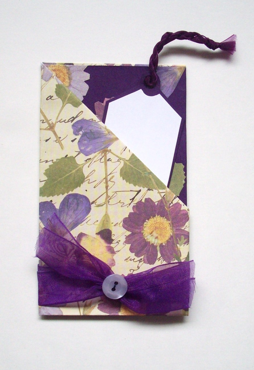 gift card holder with envelope handmade new purple card
