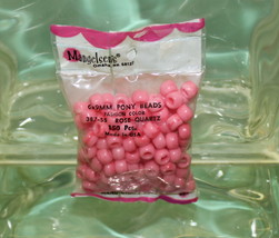 PONY BEADS MADE IN U.S.A. 6X9MM 150 PIECES PLASTIC ROSE QUARTZ FASHION C... - $1.98