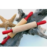 Vintage Toy Kitchen Rolling Pins Red Handled Wood Wooden Child 1950s - £16.98 GBP