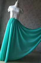 Blue Green Maxi Chiffon Skirt Silk Chiffon Maxi Skirt Wedding Chiffon Skirt image 8