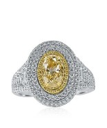 GIA Certified 2.27Ct Oval Fancy Light Yellow Diamond Engagement Ring 18k... - $7,049.18