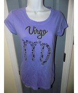 Rocker Girl Purple Short Sleeve Virgo Shirt Size L Women&#39;s EUC - $21.75
