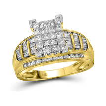 14kt Yellow Gold Princess Diamond Cluster Bridal Wedding Engagement Ring Size 8 - $2,020.00