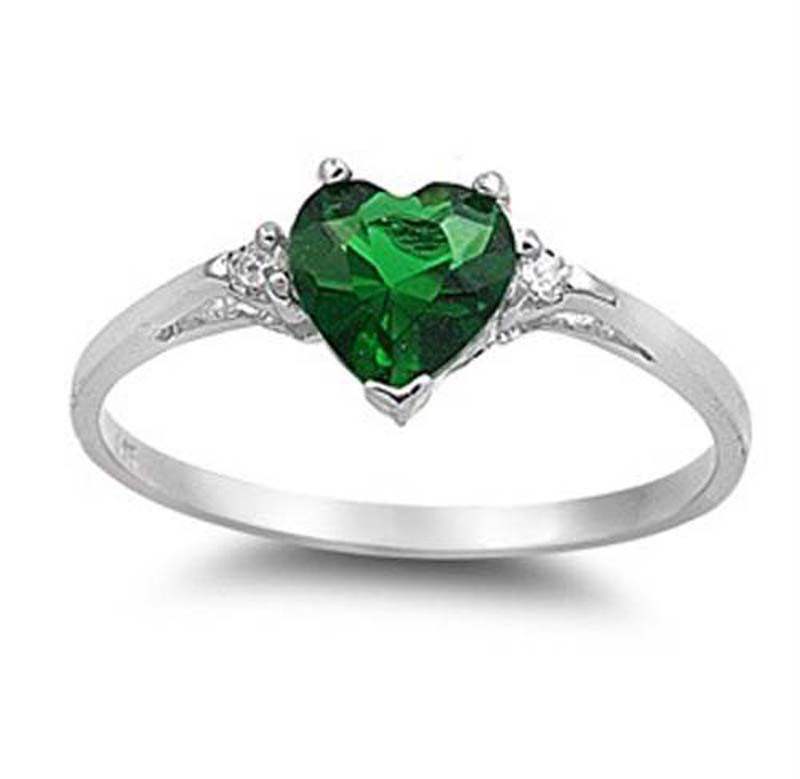 Heart Shape 1.85ct Emerald Women 925 Silver Jewelry Ring Wedding Ring Size 6-10