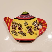Bella Casa By Ganz Teabag Holder, Spoon Rest, Colorful Grapes Decor Ceramic image 2