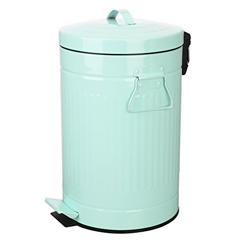 Mint Green Trash Can with Lid, Turquoise Bathroom Bedroom Wastebasket