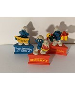 Pack of 3 Smurfs A GRAM Happy Birthday SMURFDAY Figure Vintage PVC Toy - $67.41