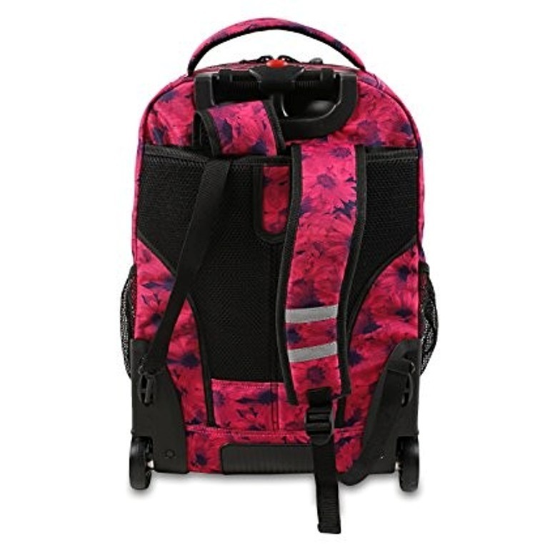 Rolling Wheeled Backpack Pink Laptop School Bookbag Womens Carry Travel Luggage - Backpacks