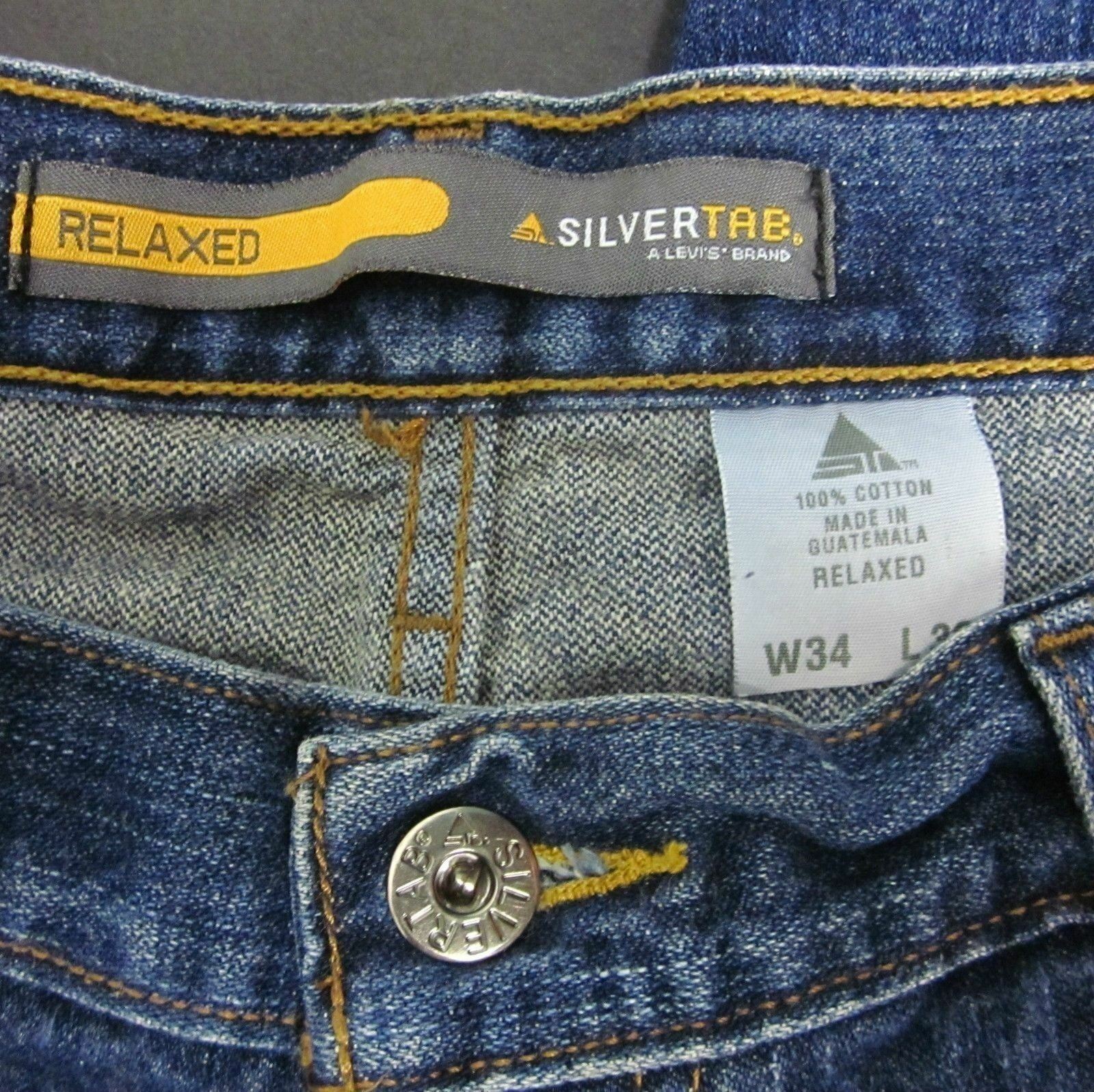 LEVI'S SILVER TAB Relaxed Fit Dark Blue Jeans Mens W34 L26 Original 100 ...