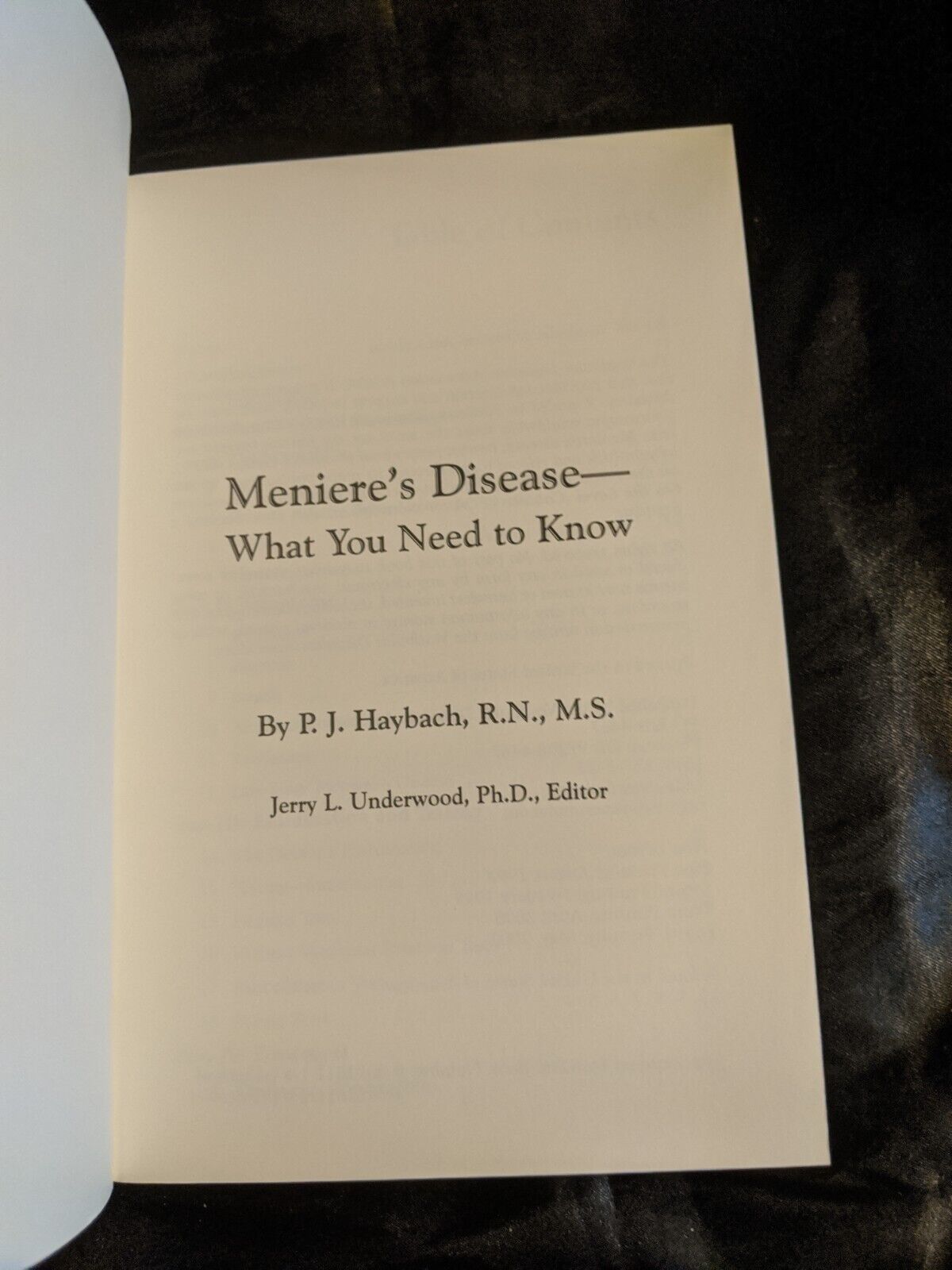 Meniere's Disease What you need to know by P. J. Haybach Adult