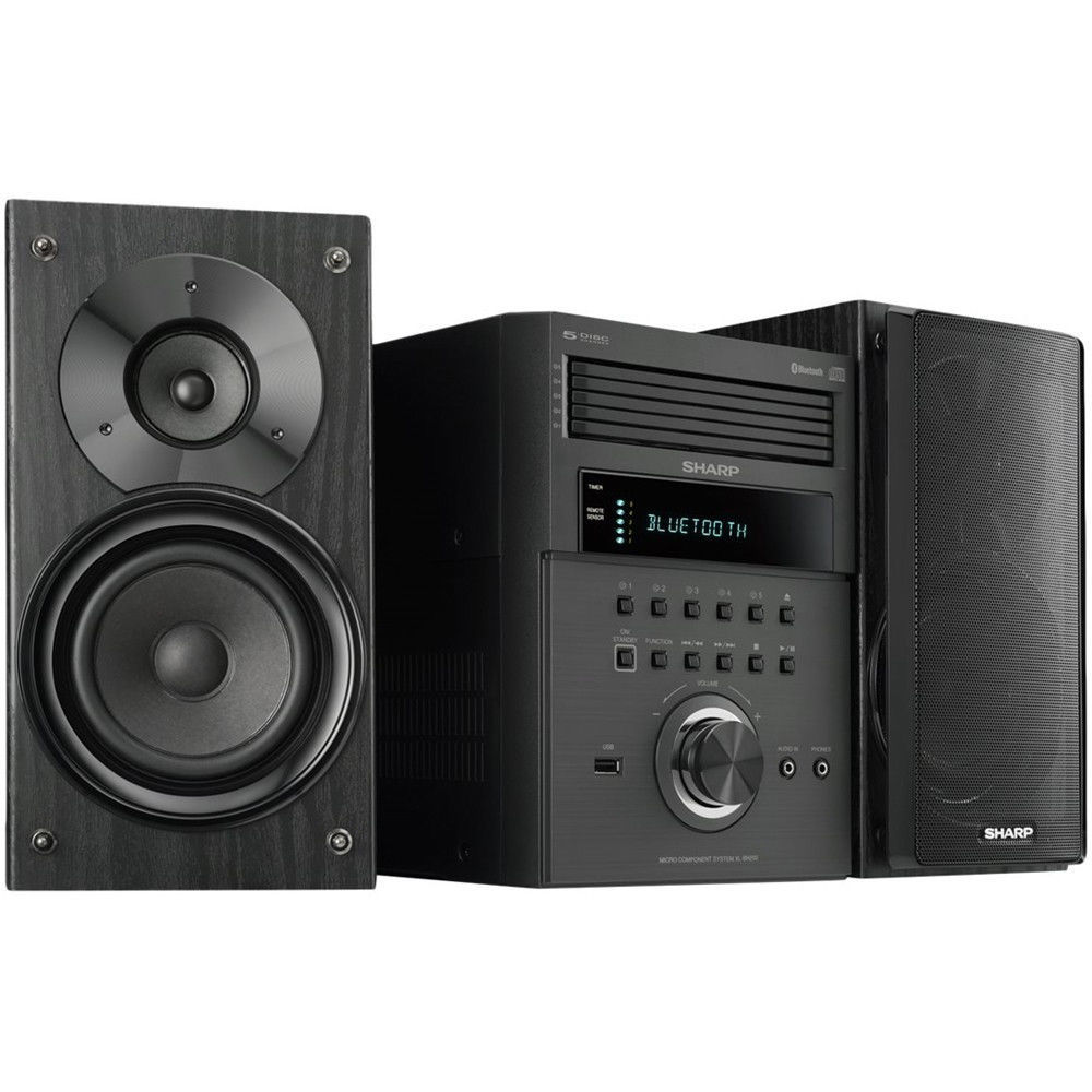 Sharp XL-BH250 5-Disc Shelf Speaker Stereo System with Bluetooth USB AM/FM Radio - Compact ...