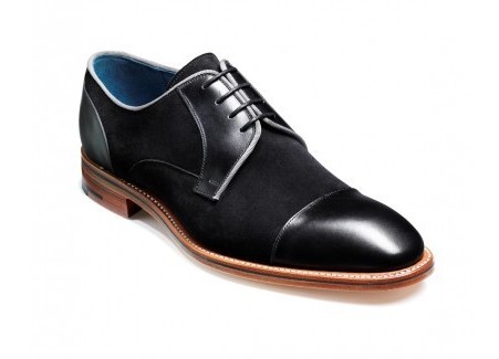 NEW Mens derby calf and suede leather shoes, men black formal derby toe cap shoe