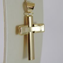 18K YELLOW JESUS GOLD CROSS SMOOTH STYLIZED FINELY WORKED CURVED MADE IN ITALY image 3