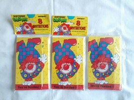 Vintage Unique Party Invitations 3 Packs of 8 NOS  Birthday Clown NEW - $7.76