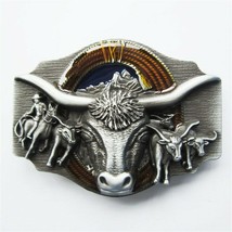 Vintage Style Enamel Longhorn Rodeo Bull Western Belt Buckle also Stock ... - $9.41