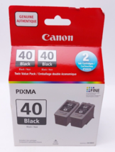 Canon PG-40 Ink 2 Cartridges Black Twin Pack Box Sealed Genuine - $37.24