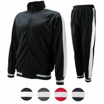 vkwear Men's Striped Athletic Running Jogging Gym Slim Fit Sweat Track Suit Set