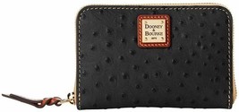 Dooney &amp; Bourke Womens Black Brown Ostrich Embossed Zip Around Wallet,  ... - $124.54