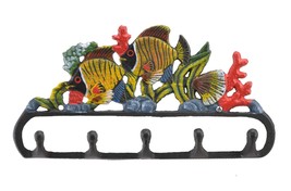 Cast Iron Wall Hook Rack Tropical Fish &amp; Coral Decor - $17.41