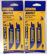 Irwin 372414P2 4" x 14TPI Bi-Metal Reciprocating Saw Blades USA 2 Packs of 2 - $3.96