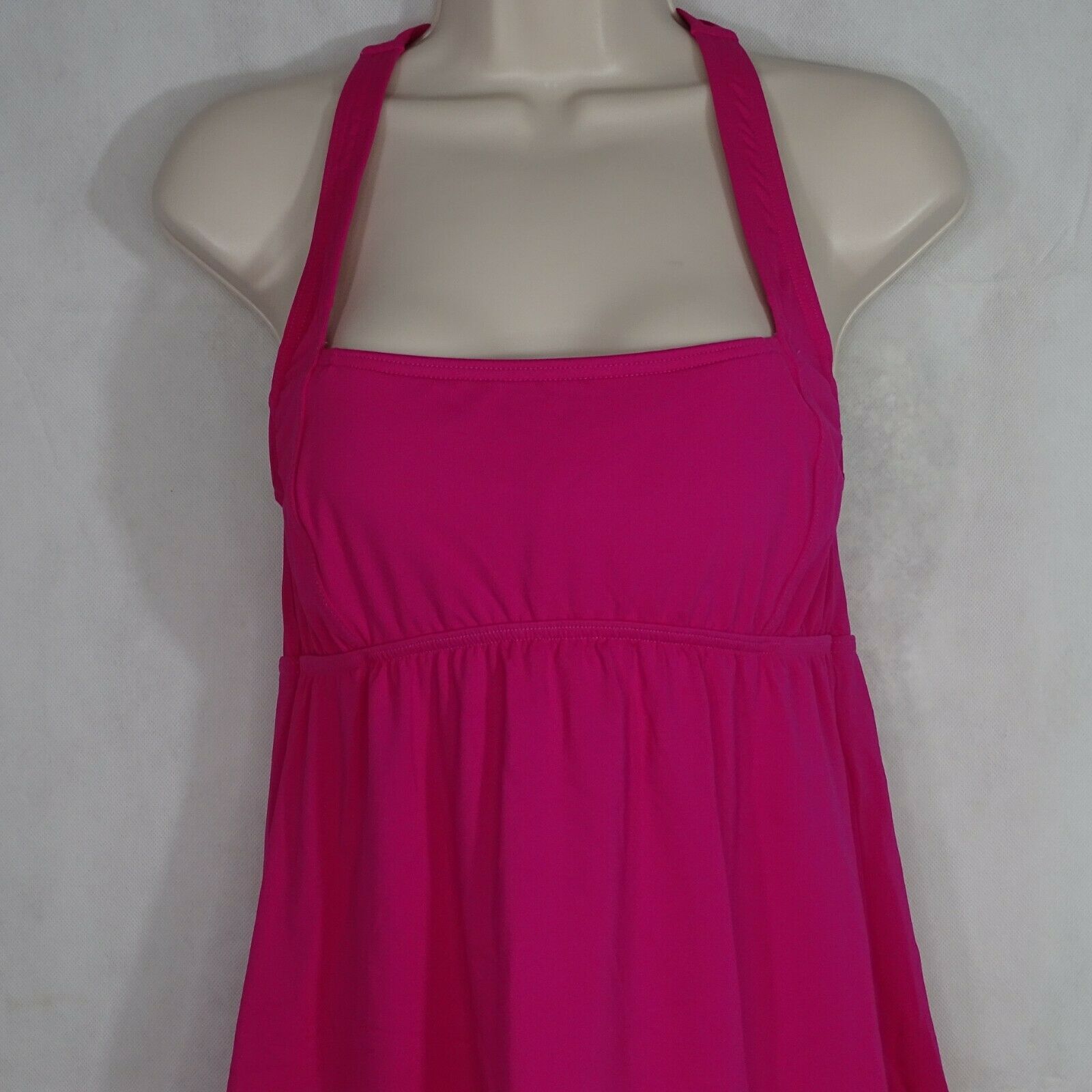 Lands End Tankini Swim Top Dress Halter Size 6 Pink Fuchsia Underwire 