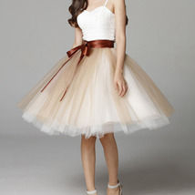 Navy White Tulle Midi Skirt Outfit 6-layered Party Puffy Tulle Skirt Plus Size image 2