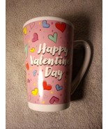 HAPPY VALENTINE&#39;S DAY  TALL SLENDER COFFEE MUG--HEARTS  LOVE  -FREE SHIP... - $19.08