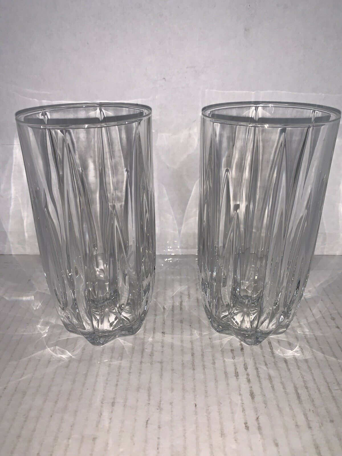 Pair Of Mikasa Crystal Clear Highball Glasses 5 3/4” Mikasa