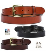 BRIDLE LEATHER BELT - 1¼&quot; Wide &amp; Thick Amish Handmade for Dress Work USA - $46.97+