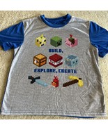 Mojang Minecraft Boys Gray Blue Creeper TNT Pig Axe Short Sleeve Pajama ... - $9.31