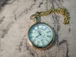 Brass Pocket Watch with Chain Brass 1876  Vintage Pocket Watch for Men a... - $38.99