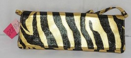 Prezzo Brand Style 3208 Black Gold Zebra Striped Clutch Purse Removable Strap image 1