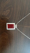 Designer Erwin Pearl Sterling Silver Red Enamel Pendant 2.5cm Necklace 16&quot; - £13.33 GBP