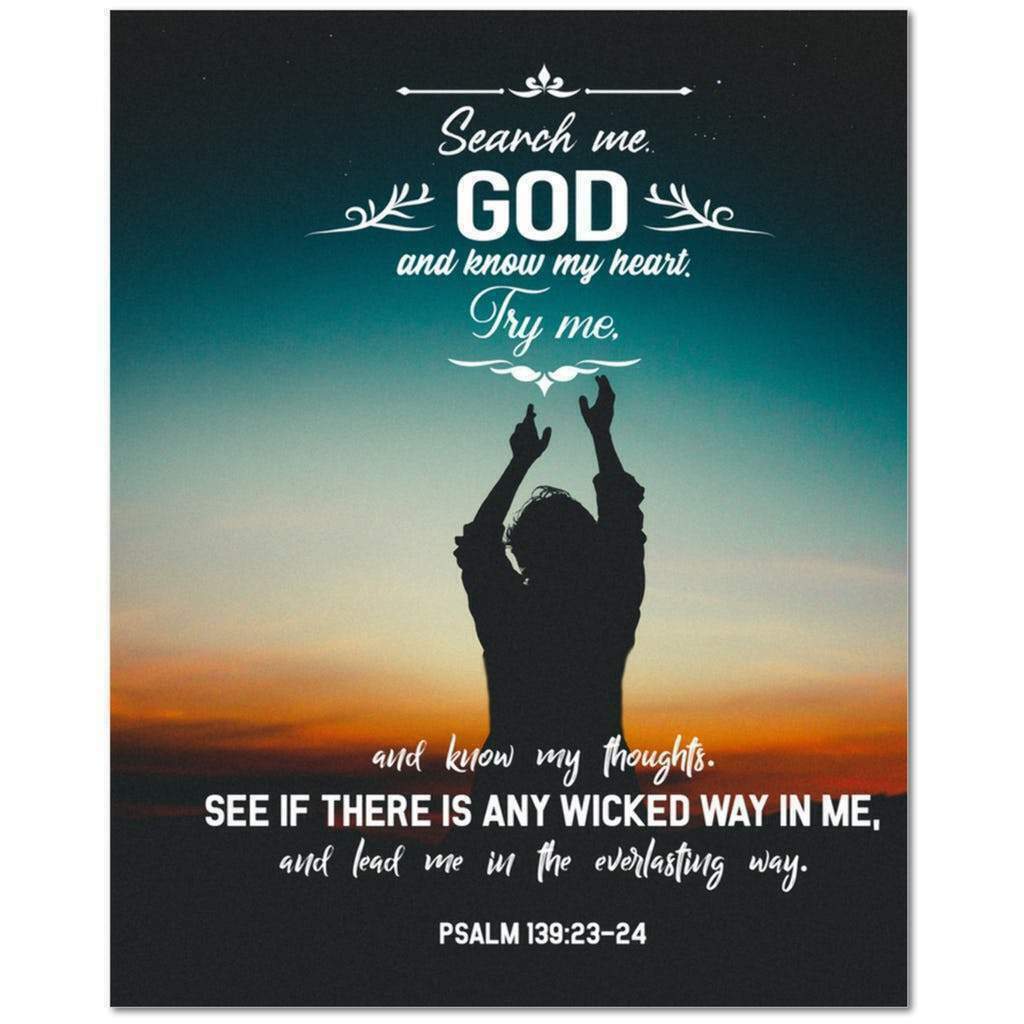 Psalm 13923‭ ‬24 Bible Verse Message Printed On Ready To Hang Stretched Canvas Posters And Prints