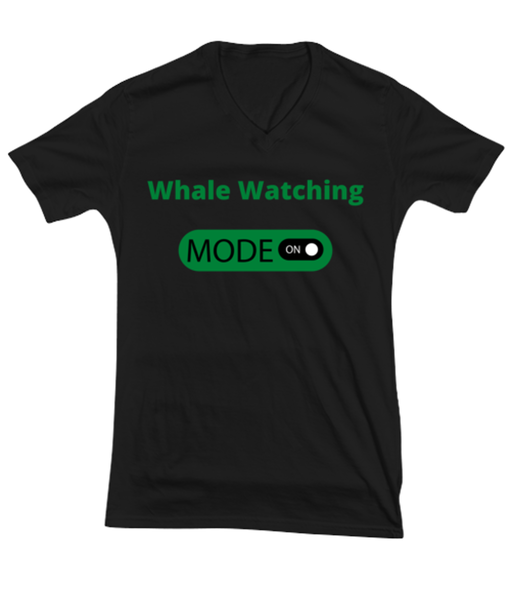 Whale Watching, black Vneck Tee. Model 64027