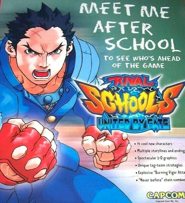 Rival Schools United By Fate Arcade FLYER Original NOS 1998 Paper Artwork Merchandise