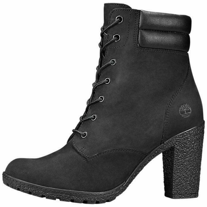 Timberland Women's Tillston High Heel Black Leather Boots Style A1H1I ...